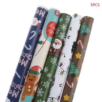 

6pcs Christmas Wrapping Paper Gift Present Bag Packing Snowflakes Santa Snowman Wrap Decor Art Kraft