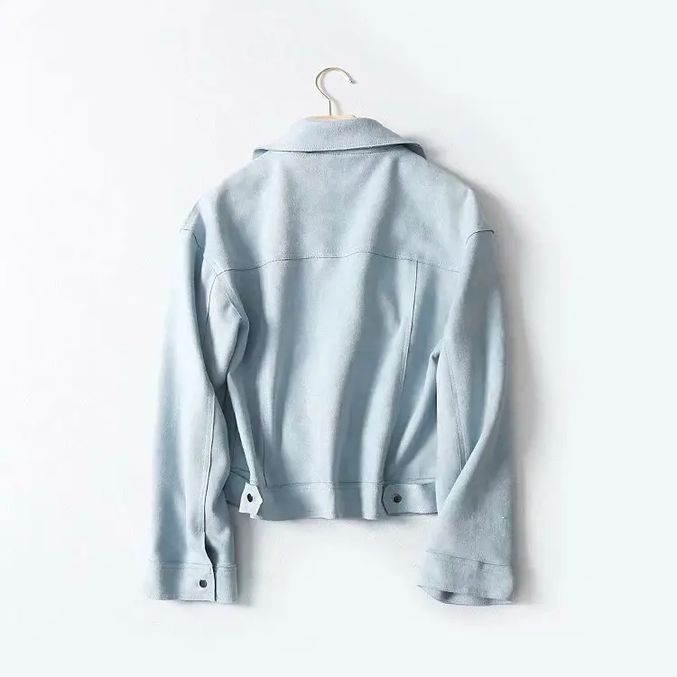 

WOMEN'S Dress 2019 Spring New Style Solid Color Pocket-Accent Versatile Slimming Suede Fabric Jacket Thin Coat 015126