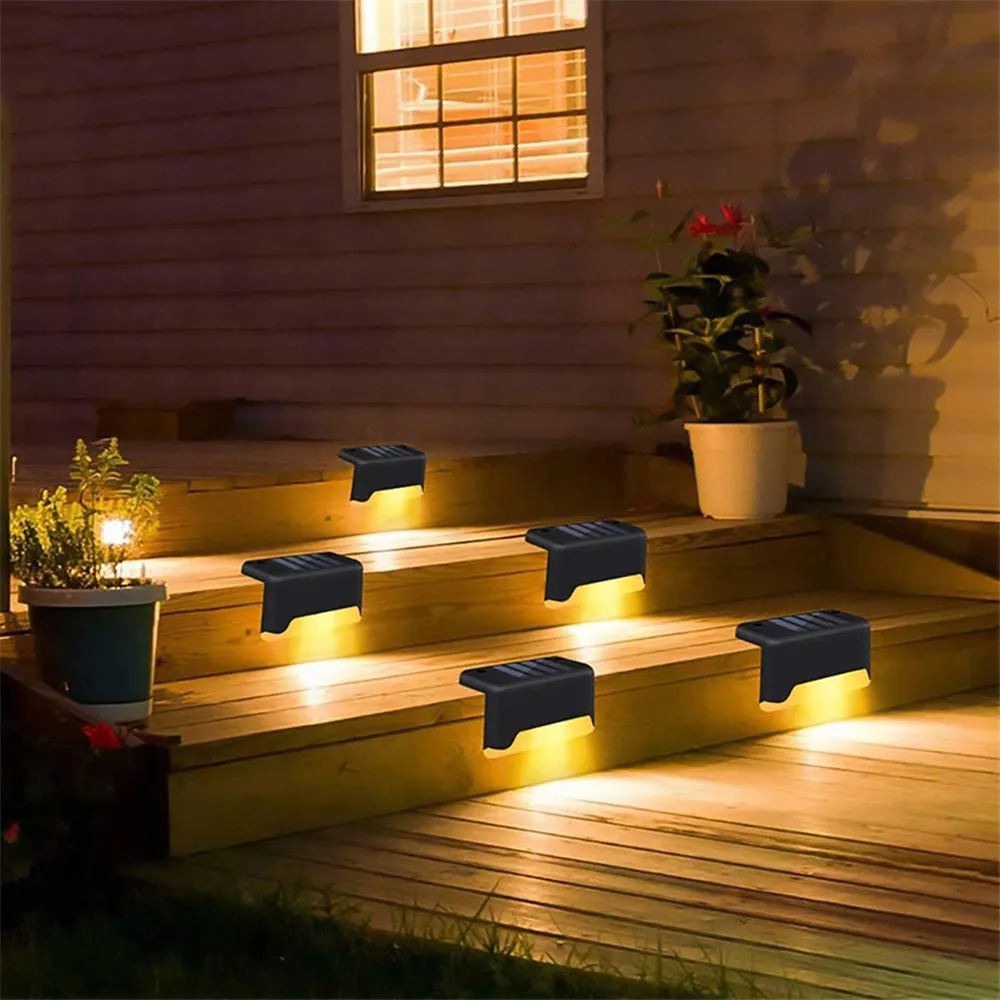 Solar Deck Lights Outdoor Waterproof Step Light 12 PCS Stair Landscape Lamp Terrace Guardrail Patio Solar Garden Fence Lighting led solar stair light path outdoor waterproof wall lamp garden terrace guardrail step light landscape balcony fence solar lights