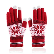 2022 New Warm Touch Screen Gloves Male Lady Snowflake Points and Velvet Thick Knitted Warm Gloves Fashion Women's Women's Gloves