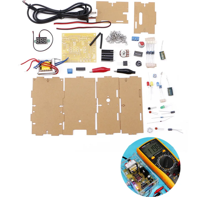 DIY LM317 Регулируемый Напряжение Питание обучения доска комплект с Чехол ЕС 220V H7ED