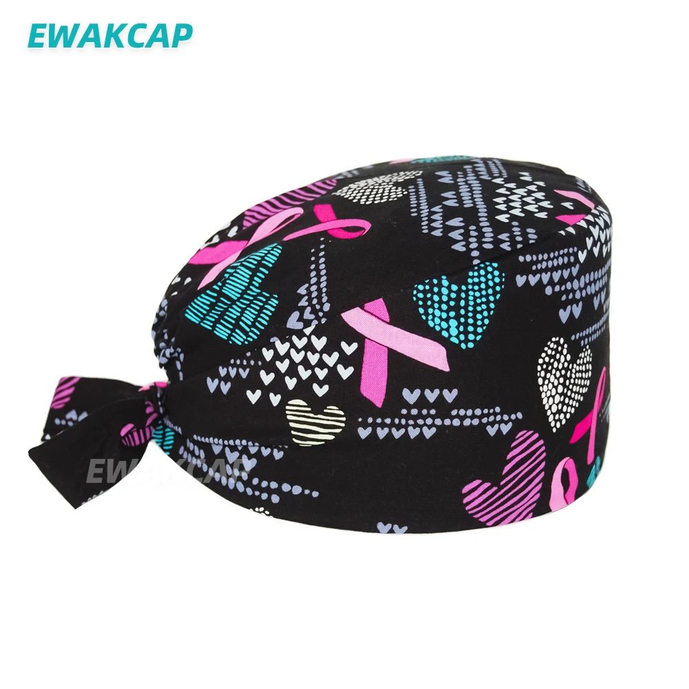 Unisex Scrub Cap with Buttons Adjustable Anime Printing Bouffant Nursing Hat Head Scarf Pet Shop Lab Women Work Surgicals Hats white skully hat Skullies & Beanies