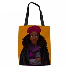 Cusotm сумка для покупок с принтом, складная черная художественная африканская сумка с принтом для девушек, эко-сумки для женщин, большая сумка для покупок, Женская Холщовая Сумка-тоут