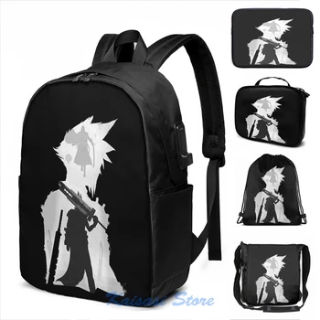 

Funny Graphic print Final Fantasy VII - Final Battle USB Charge Backpack men School bags Women bag Travel laptop bag