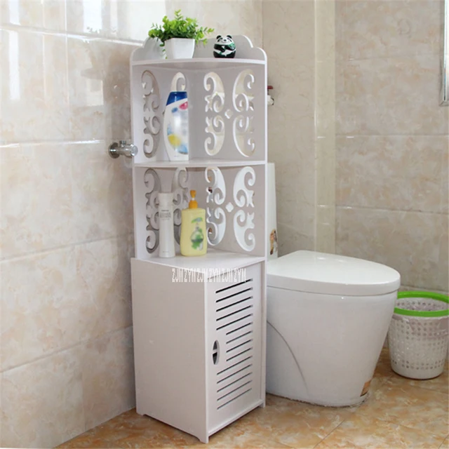 $US $26.10  1203030 Floor Type Corner Vanity Cabinet Wood Plastic Plate Tissue Storage Rack Shelf Bathroom Stor