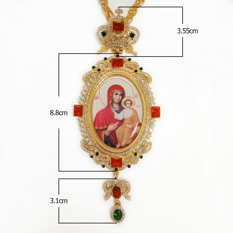 Крестообразное ожерелье с красным цирконом, кристаллами, греческим распятием, ювелирное изделие, грудной крест, цепь, религиозные ремесла