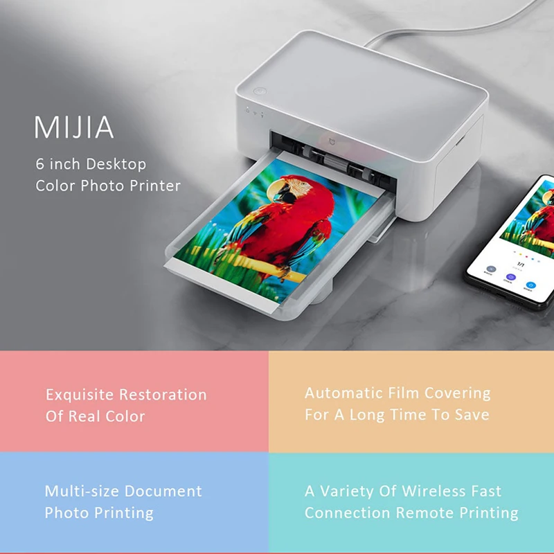 Original Xiaomi Mijia Photo Printer Portable Wifi Bluetooth Printer Picture HD Heat Sublimation 6-Inch Finely Restore Auto Film mini printer cheap