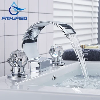 

FMHJFISD Waterfall Bathroom Tub Faucet Diverter Crystal handwheel Bathtub Tap Hot And Cold Water torneira chuveiro Hot Sale