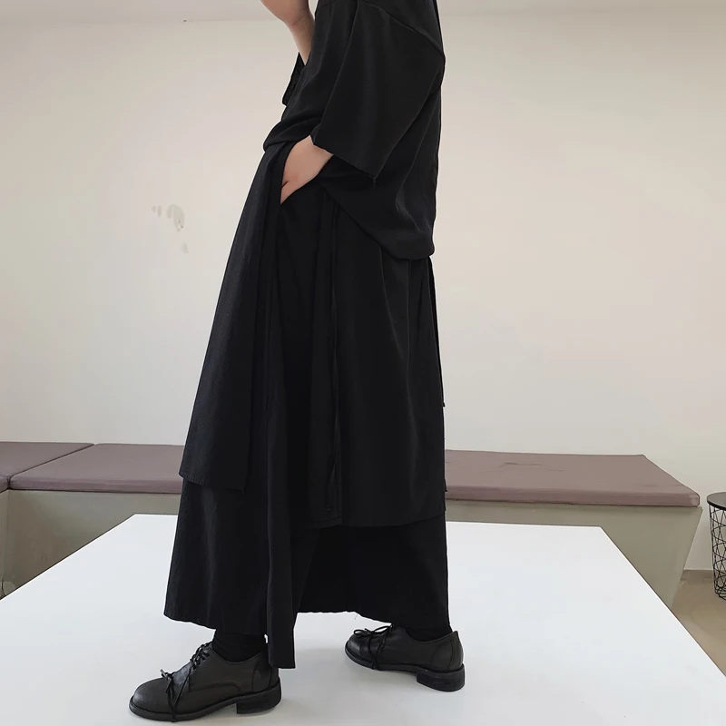 Мужские повседневные брюки с широкими штанинами уличная одежда панк готика хип