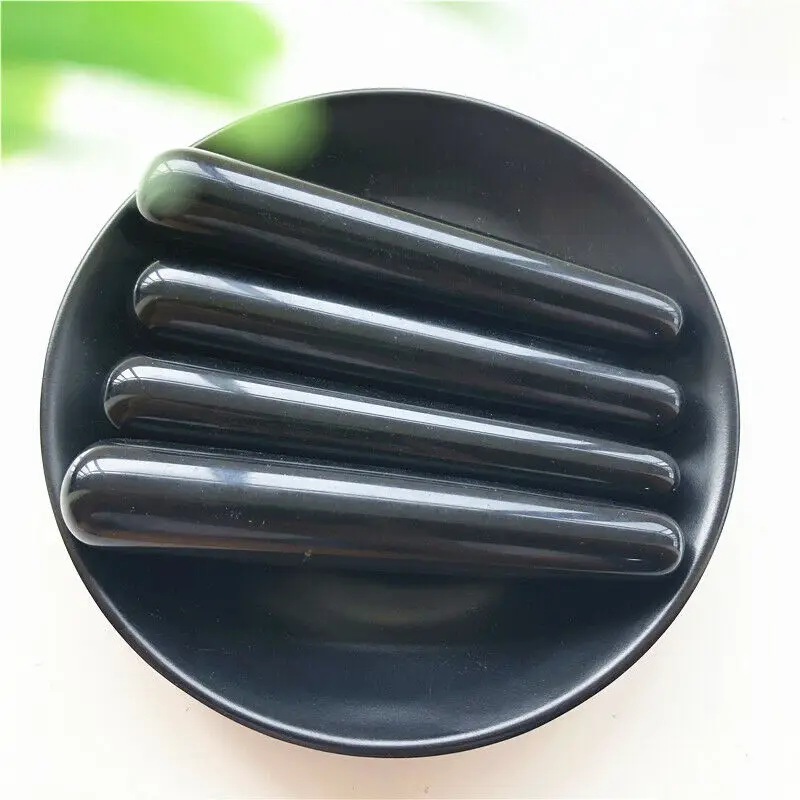 1pc Natural Black Obsidian Polished Massage wand Health Relaxation Crystal Stick Natural Stones and Minerals