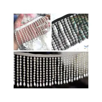 

2 meters/lot Silk Tassel Fringe Trim Pearl Beaded Lace Ribbon Lace Trim Embroidery Lace Fabric Sewing Lace Materials Tassels