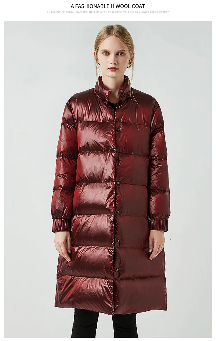 Длинный пуховик на утином пуху, женская зимняя верхняя одежда, пальто, винтажное тонкое плотное, высокое качество, теплые зимние парки, женское пуховое пальто