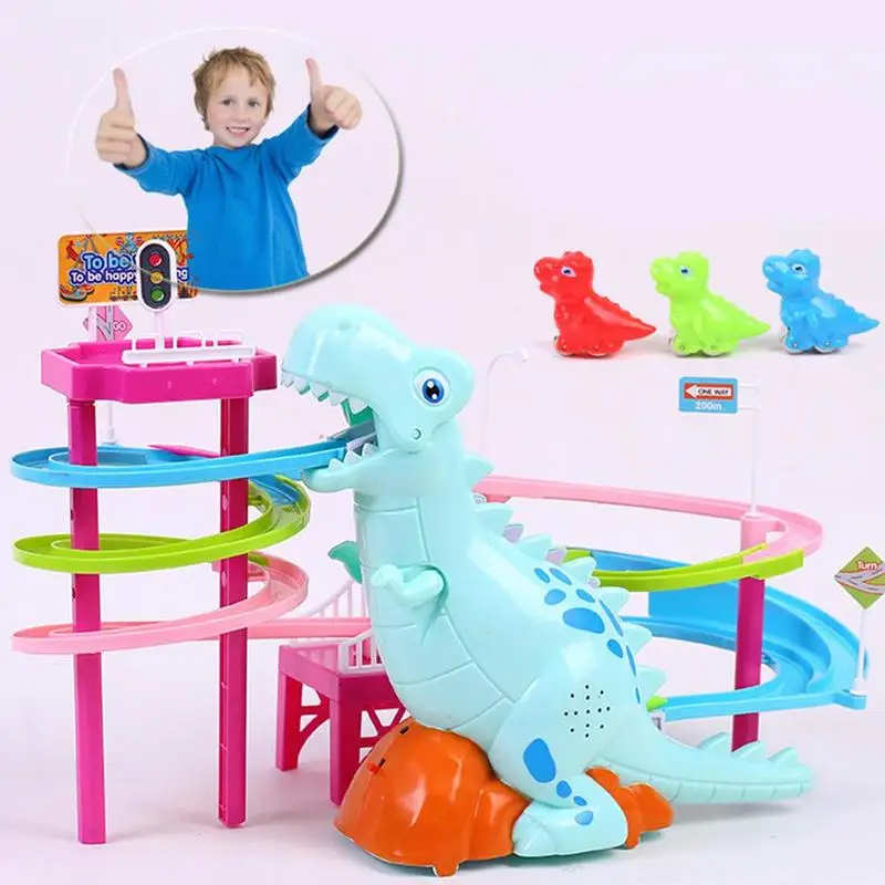 Детский Электрический Динозавр для скалолазания по лестничной дорожке, набор игрушек, светящийся динозавр, модель для скалолазания по лестничной дорожке, набор игрушек с музыкой