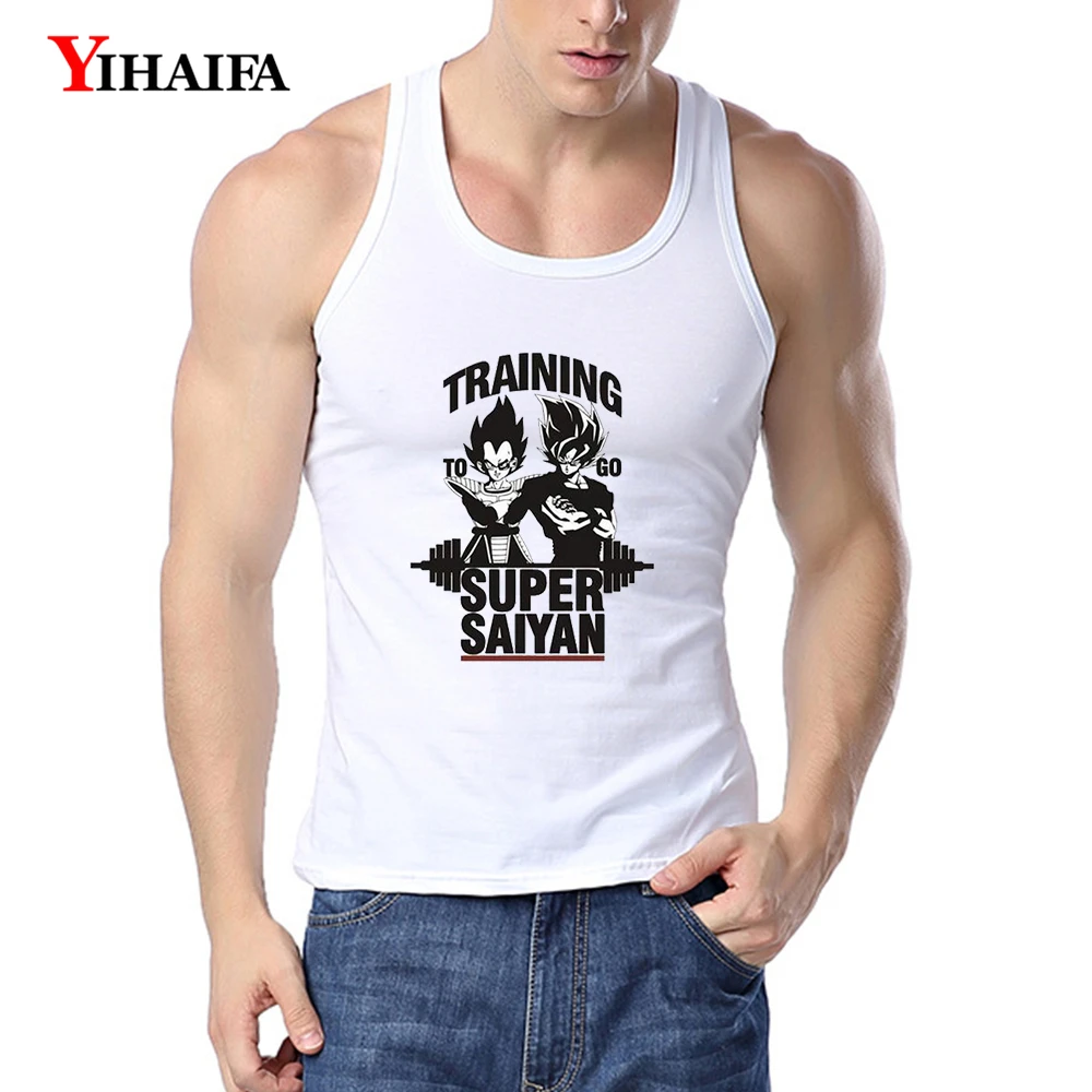 

YIHAIFA Brand Men Tank Top Traning Super Saiyan Dragon Ball Print Men's Fitness Shirt Singlet Bodybuilding Workout Gym Vest Tees