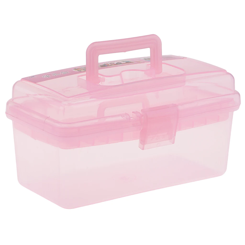 Plastic Tool Box Lockable Storage Case Art Craft Supply Organizer Container