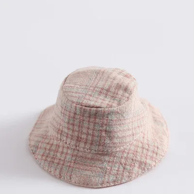 Pink grid OB11 шляпа куклы аксессуары детские куклы круглая шляпа рыбака подходит для Molly, Piccodo, 1/12 BJD куклы ткань куклы аксессуары - Цвет: Pink grid