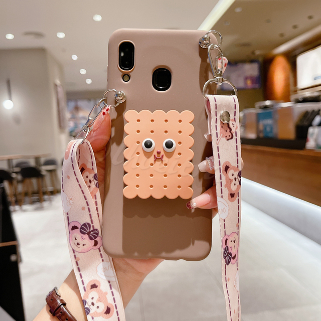 Holder Stand Cover For Samsung Galaxy J7 2015 J5 J3 Pro A5 2017 2016 S7 S6 Edge Case Cartoon Necklace Lanyard Strap Fundas