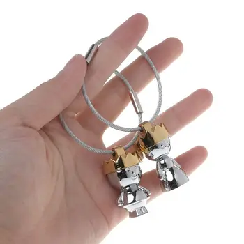 

Mini Novelty King Queen Couples Lock Padlock Security Lock No Keys No Password Cute Lover Cartoon Keychain Pendant Decoration