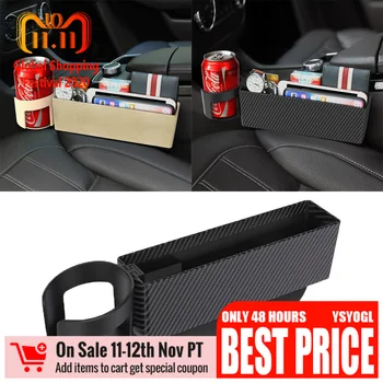 

Car Seat Crevice Storage Box Slot Multi-function Organizer Car Foldable Quilted Cup Holder Car Interior Accessories Car Storage