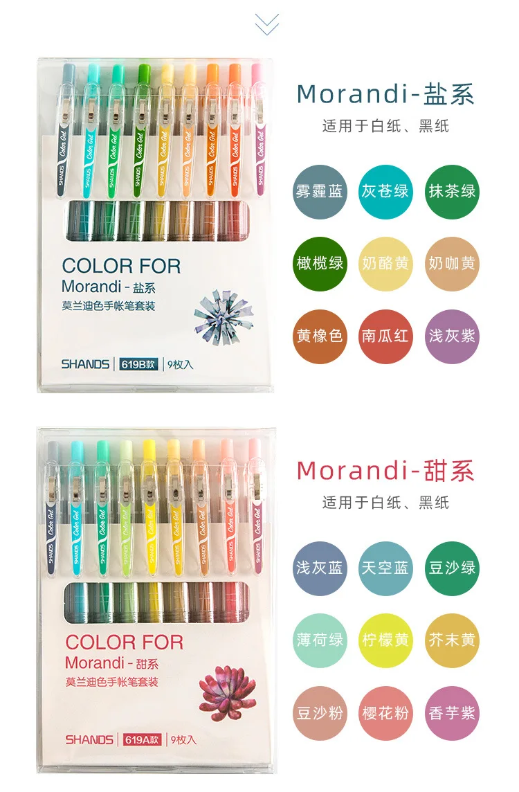 9 шт./компл. Morandi Цвет набор гелевых ручек 0,5mm для заправки зажигалок Творческий Цветной ручка для маленьких детей с изображением пуля журнал поставок Kawaii