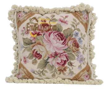 

Embroidered Decorative Pillows Bed Head Cushions Vintage Wool Square Pillow Cover Cushion Case Toss Pillow