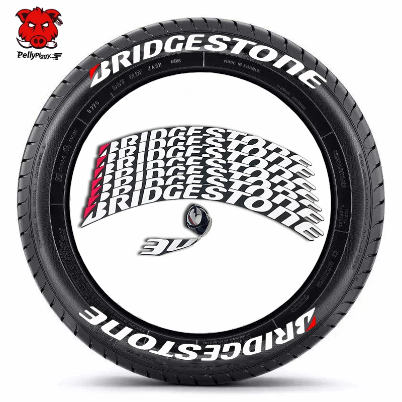 8 Pcs/Lot Car Tire Decals Car Tuning Universal 3D Permanent PVC  Joined Tire Decor Stickers Car Sticker Car Styling Decals