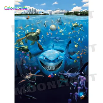 

Finding Nemo Marlin Shark Photography Backdrop Children Birthday Party Baby Shower Backgrounds For Photo Studio Vinyl 7x5FT