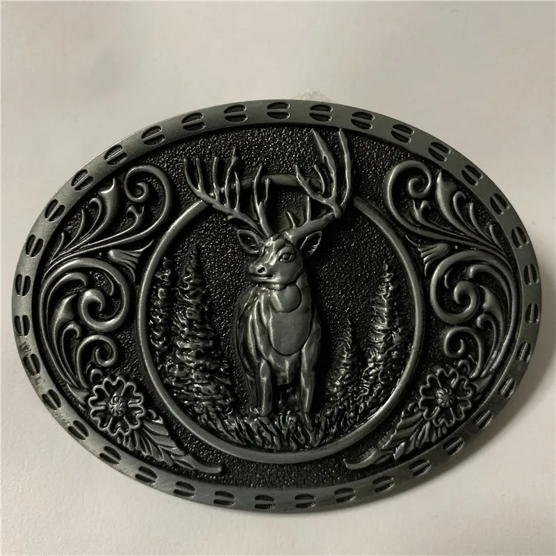 Retail Fashion Men Belt Buckles With 9*7cm Oval Silver Bronze Deer