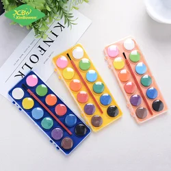 2021 New Solid Watercolor Paint 12 Color Solid Powder Cake Children's Drawing Set Solid Gouache Paint  Art Supplies for Artist