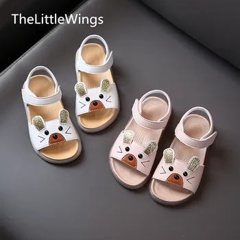 

Cute cartoon girl open toe sandals summer 2020 new Korean version of soft bottom children's shoes 1-3 years old