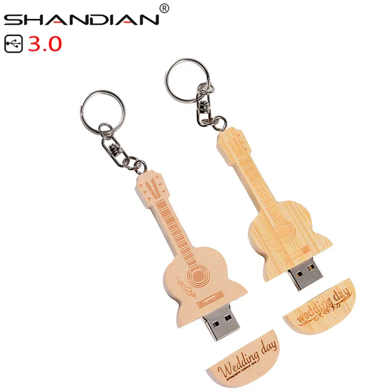 SHANDIAN USB 3,0 ручка-накопитель в форме гитары 4 ГБ 8 г 16 ГБ 32 ГБ 64 Гб деревянная гитара s модель memory Stick натуральная музыка pendrive
