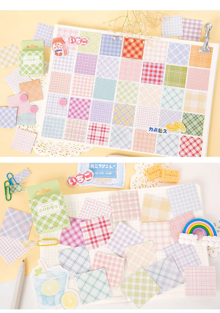 1pack Kawaii Katie Soft Sweets Memo Pad Plaids Lines Note Sticky Paper Stationery Planner Stickers Notepad School Supplies