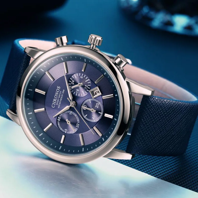 Мужские часы CHRONOS мужские спортивные Топ бренд Роскошные с календарем кварцевые