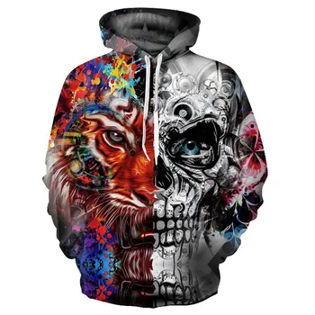 

2019 New Fashion 3d Hoodies Men/women 3d Sweatshirts Print Skulls Tiger Thin Hooded Hoodies Tracksuits Hoody Tops Dropship