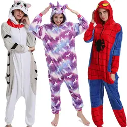 Фланель Kigurumi Комбинезоны для Для Женщин Пижамы 2019 зима животное кошка пижамы комбинезоны для взрослых Косплэй Пикачу Фланелевая Пижама