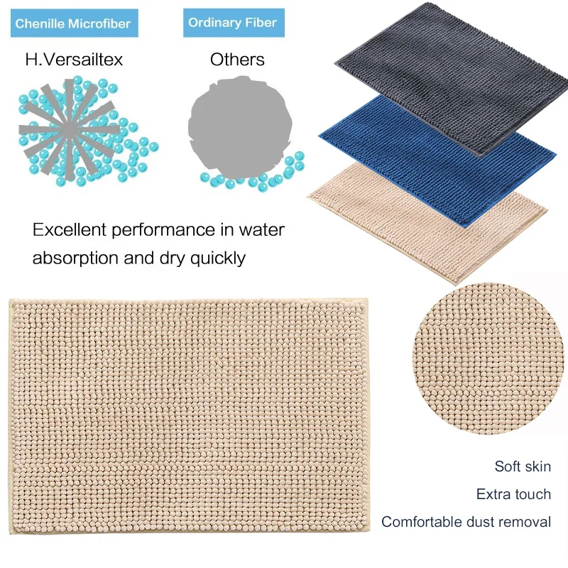 Door Mat Chenille Home Bathroom Water-Absorbing Kitchen 50*80cm Soft Living Room Anti Slip Microfiber Household Floor Mat