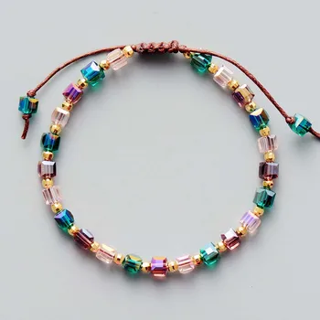 New Fashion Bling Crystal Gold Bead Friendship Bracelet Coloful Cristal Adjustable Bracelet for women Beaded Luxury Bracelet