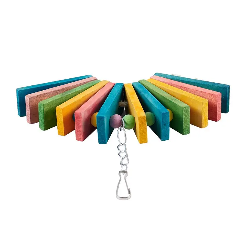 

color Wooden Bird Toys For African Greys Parrots Cage Chewing Toy