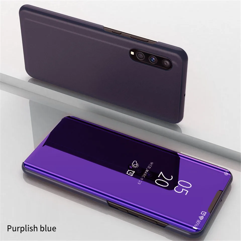 Чехол смартфон Прозрачный флип-чехол для телефона самсунг samsung Galaxy A50 A70 S8 S9 S10 Plus Note 8 9 10 Pro S10E A40 роскошный зеркальный защитный чехол на - Цвет: purple