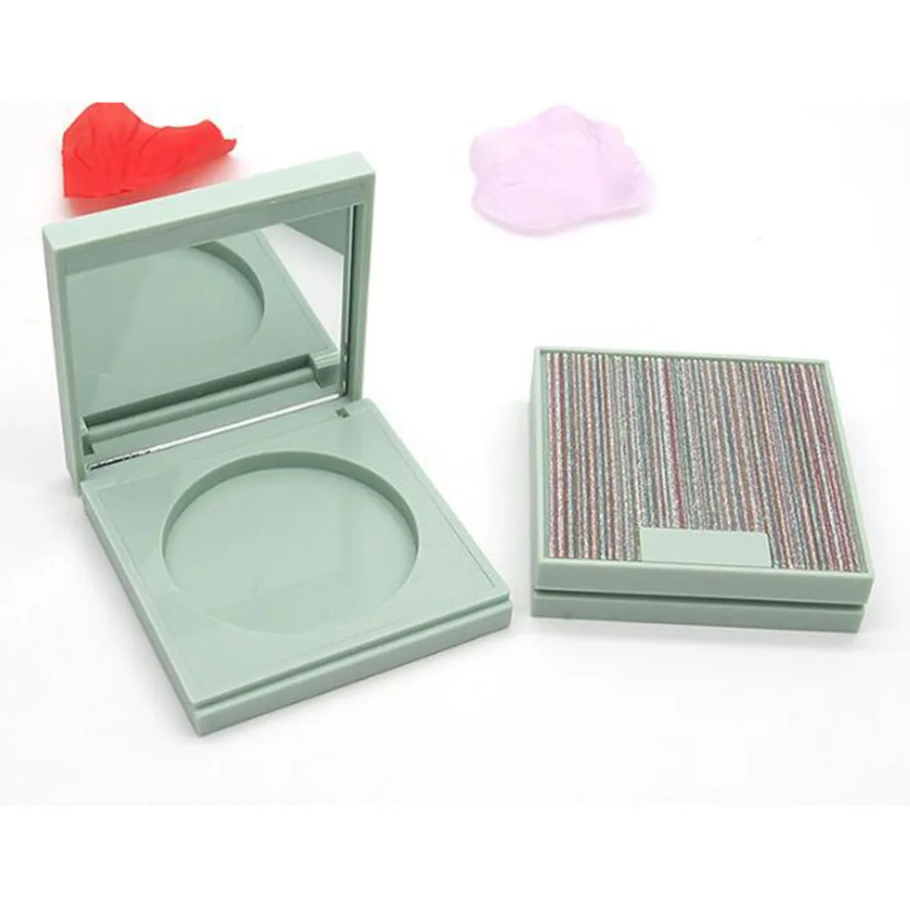 Empty Pressed Powder Case Makeup Blusher Highlights Cosmetic Container Box with Mirror, Compact Size
