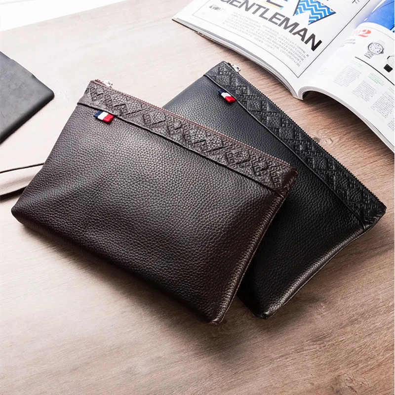 

Men's leather hand bag business casual man bag cowhide envelope bag large capacity soft leather handbag