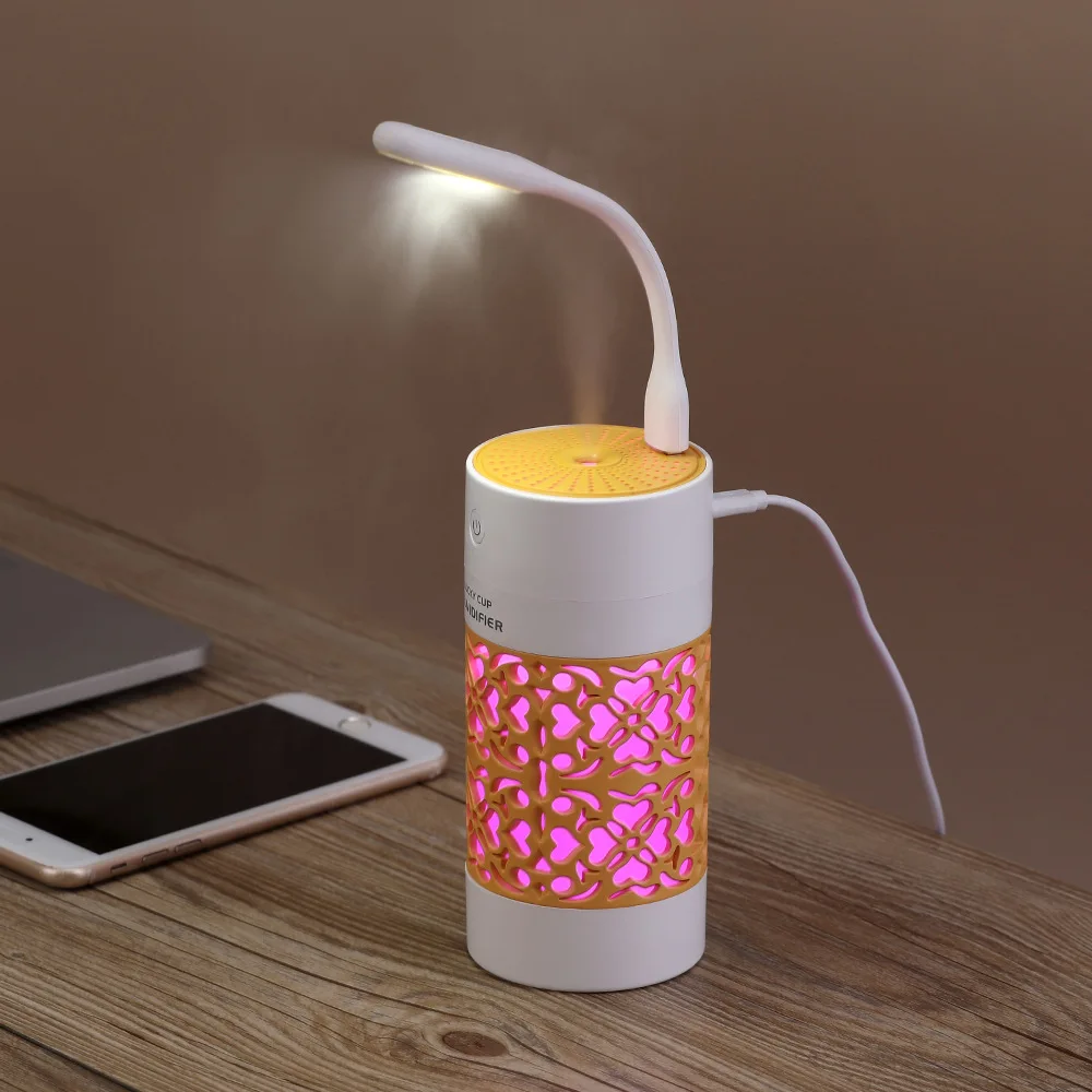 

New Products Retro Hollow out Lucky Cup Humidifier Household Office Desk Surface Panel Mini USB Colorful Night Light Humidifier