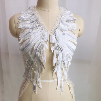 

1 Pair White Angel's Wings Patches For Women Clothes Sewing on Embroidered Patch Motif Applique Clothing Accessories Diy