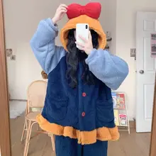 QWEEK Princess Style Christmas Pajamas for Women Winter Warm Flannel Sleepwear Female Two Piece Set Kawaii Bow Pijamas Loungwear