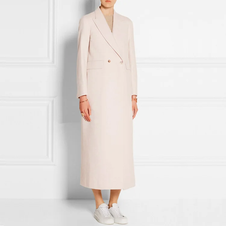 light pink Минималистичное длинное зимнее пальто, женская шерстяная светло-розовая элегантная верхняя одежда, модные женские куртки с широкой талией, YT50186 - Цвет: light pink