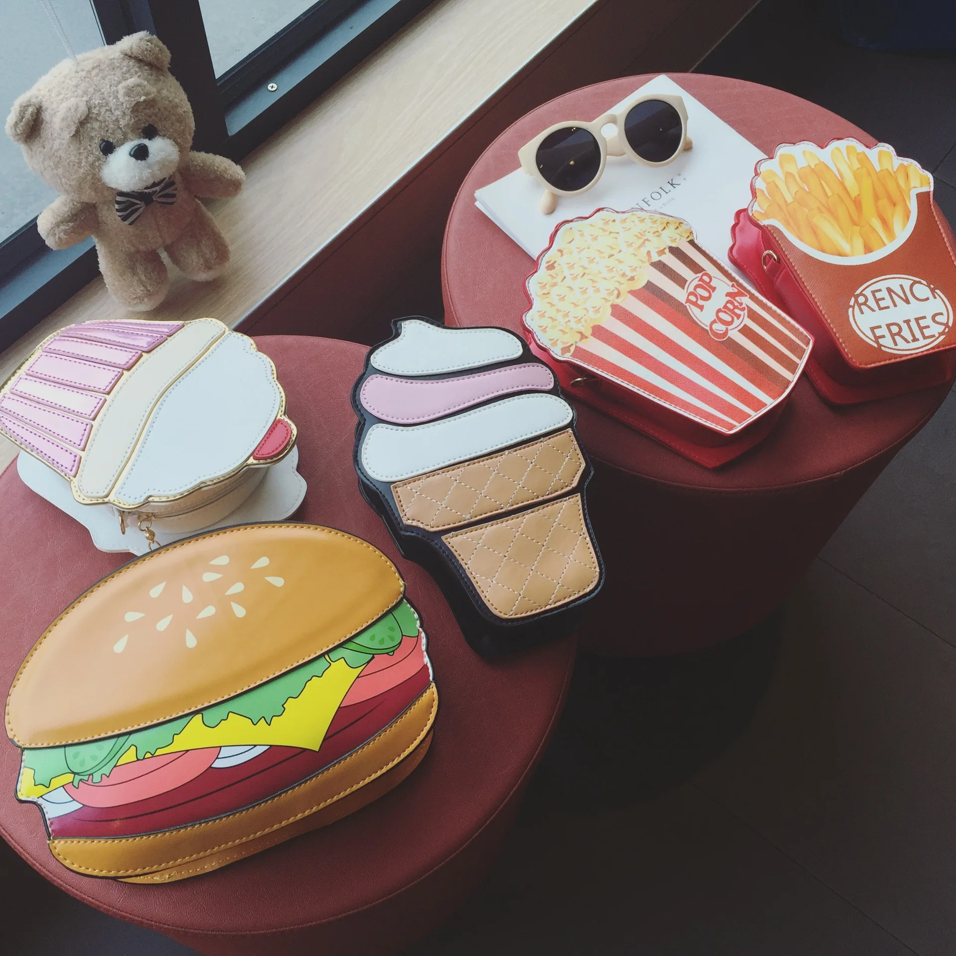 

South Korea Ulzzang Cartoon Ice Cream Hamburg Bag Personalized & Creative Shoulder Bag with Chain Mobile Phone Bag
