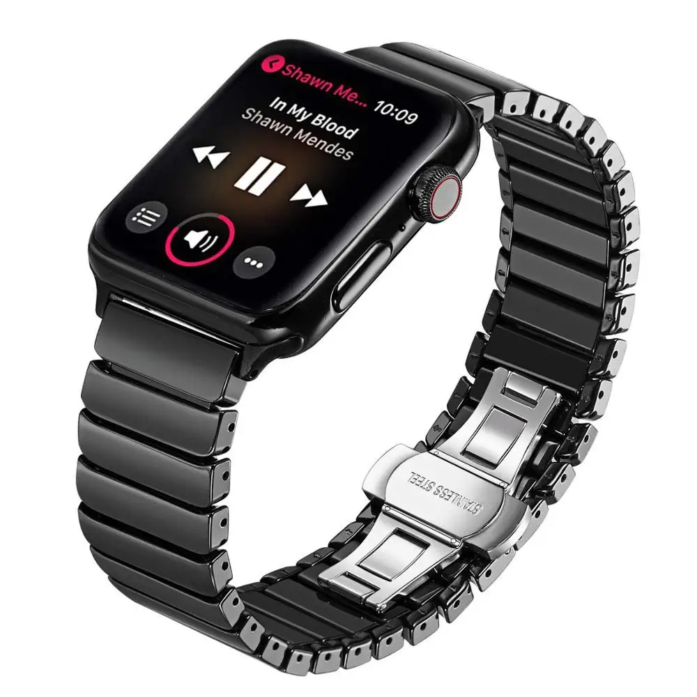 Керамический ремешок для Apple Watch Band 44 мм 40 iwatch band 42 38 браслет с пряжкой из