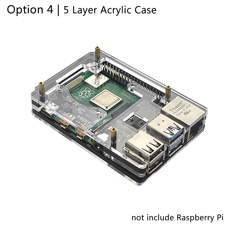 5 Layer Case Raspberry Pi 4 ICE-Tower охлаждающий вентилятор RGB 7 цветов светодиодный светильник вентилятор Супер тепловыделение с силиконовым радиатором для RPI 4B/3B+/3B - Цвет: 5 Layer Case