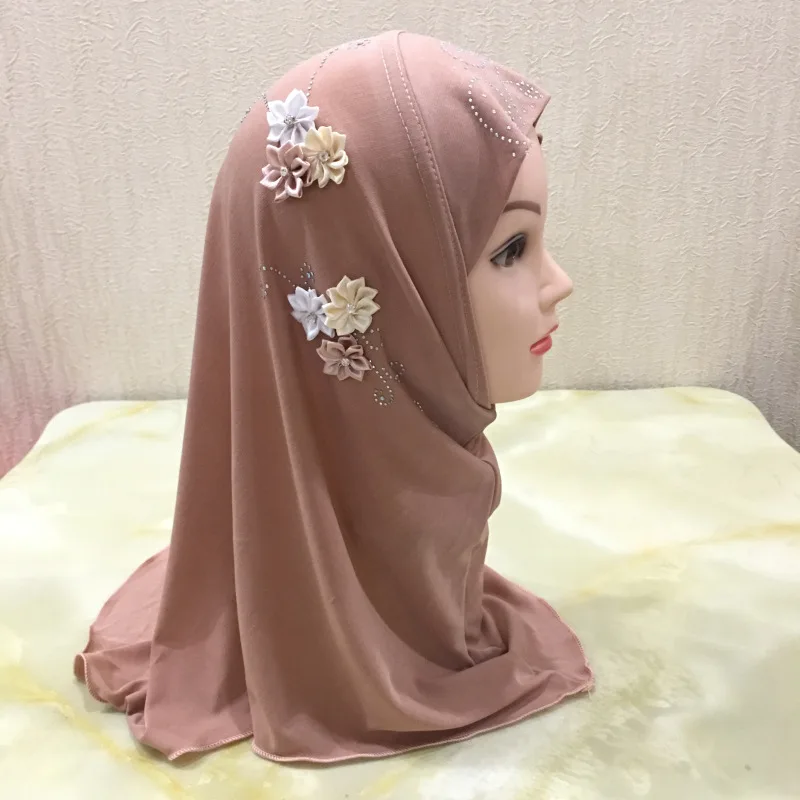 Подходит для девочек от 2 до 7 лет) мусульманский хиджаб для маленьких девочек, размер 50*48 см, хиджабы с цветами - Цвет: 4