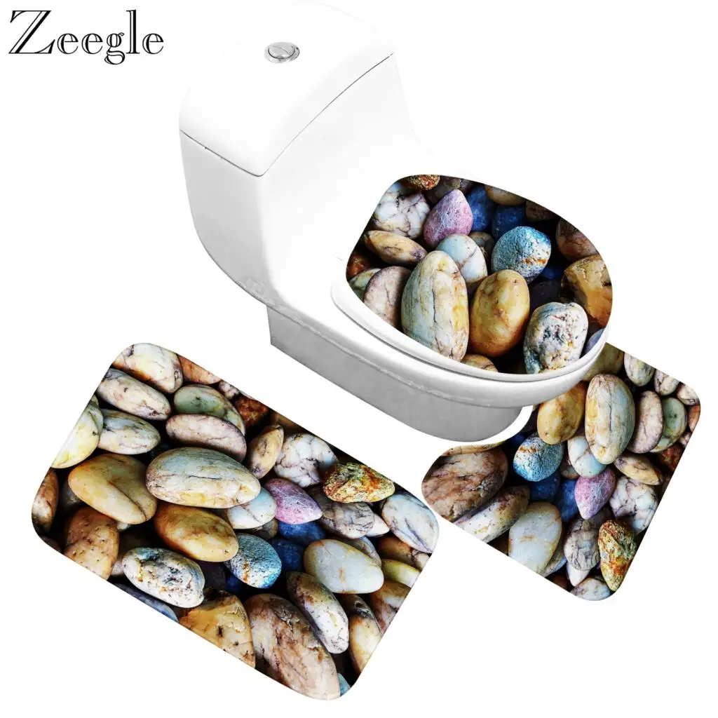 Zeegle 3 шт./компл. коврик для ванной Ванная комната ковролин комплект 3D камень Memory Foam коврик для ванной комнаты в украшения дома Крышка для унитаза крышка Ванная комната ковролин